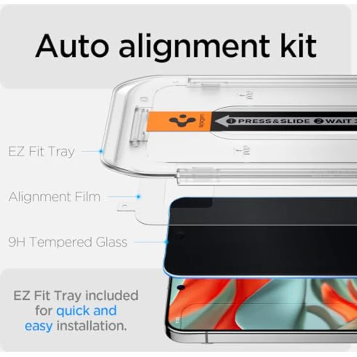 Spigen Glas.tR EZ Fit Sichtschutz Schutzfolie für Google Pixel 9 Pro XL, 2 Stück, Privacy Schutz, kratzfest, 9H Härte – Bild 4