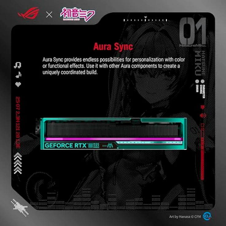 ASUS ROG ASTRAL RTX5080 16GB GDDR7 OC Hatsune Miku Edition Gaming-Grafikkarte mit 4 Lüftern, NVIDIA DLSS 4, ARGB-Beleuchtung, PCIe 5.0, 2x HDMI 2.1b, 3x DisplayPort 2.1b – Bild 5