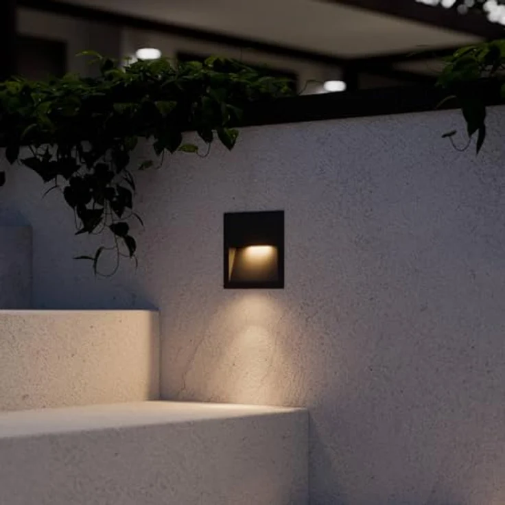 Lucande LED Wandeinbaulampe aussen für Wege, Treppen, Eingänge | IP54 | LED Außenleuchte dunkelgrau |Wandeinbaustrahler | Treppenbeleuchtung außen | inkl. 1 x 3W LED Leuchtmittel A+ – Bild 3