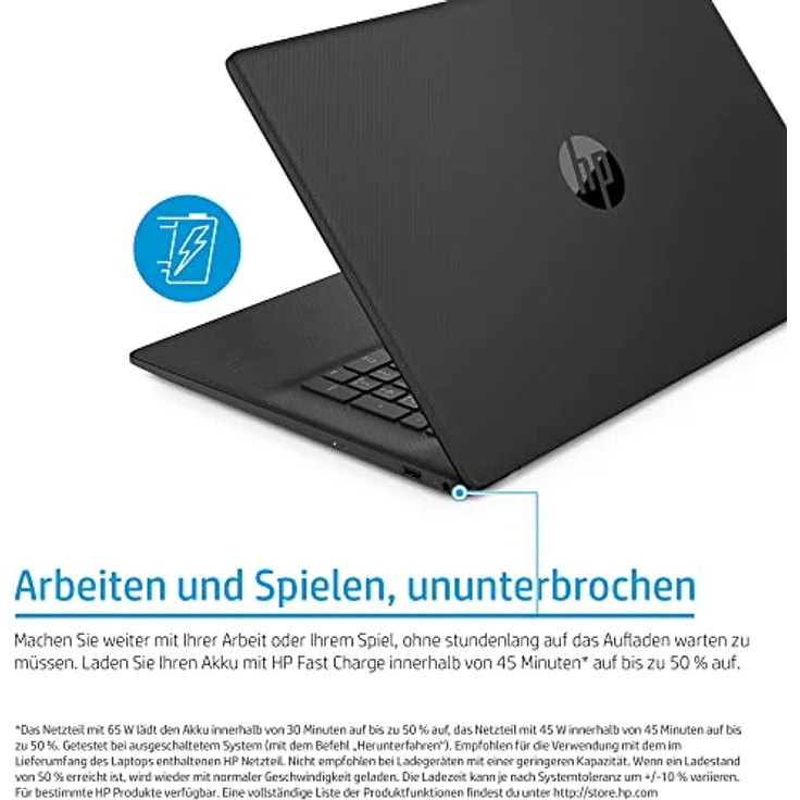 HP Laptop 17,3 Zoll HD+ Display, Intel Celeron N4120, 8GB DDR4 RAM, 256GB SSD, Intel UHD 600 Grafik, Windows 11, QWERTZ Tastatur, Schwarz – Bild 3