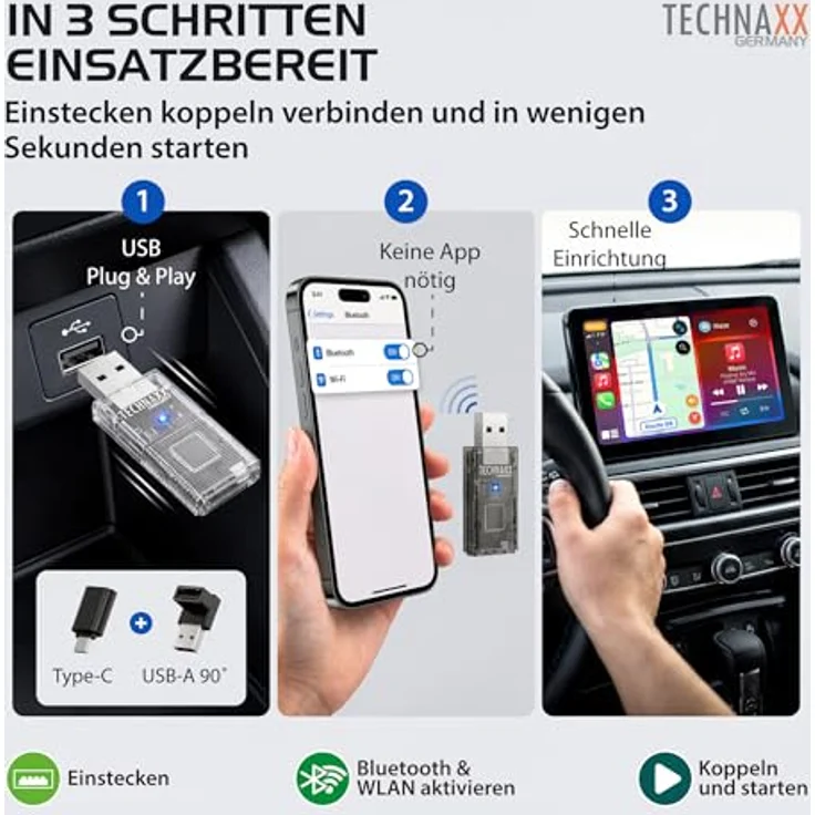 Technaxx TX-346, USB-Dongle für Car Play & Android Auto, schwarz – Bild 4
