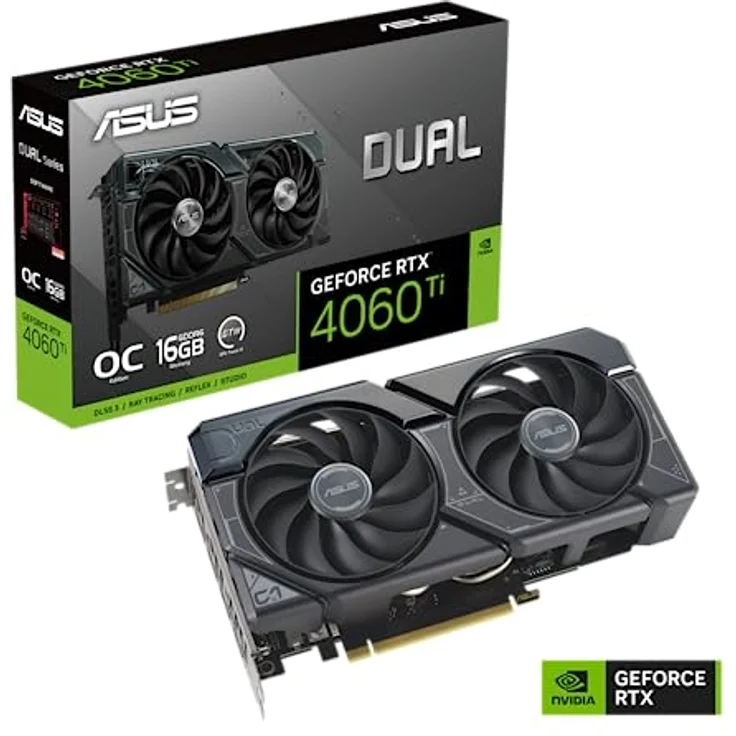 ASUS Dual GeForce RTX 4060 Ti OC Edition 16GB GDDR6 Gaming Grafikkarte (Nvidia RTX4060 Ti DLSS 3, PCIe 4.0, 1x HMDI 2.1a, 3x DisplayPort 1.4a, schwarz, DUAL-RTX4060TI-O16G) – Bild 2