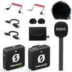 RØDE Wireless ME Drahtlos-Mikrofon-Set + Interview GO Griff-Handadapter + keepdrum Fell-Windschutz BK, Kristallklare Audioqualität, 2.4-GHz-Band