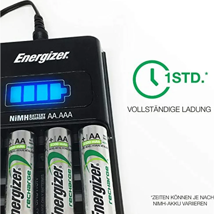 Energizer Recharge 1-Stunden Akku Ladegerät für wiederaufladbare Batterien der Größen AA und AAA – Bild 2