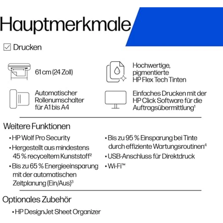 HP DesignJet T870 24-in Großformatdrucker, 2400 x 1200 DPI, Farb-Tintenstrahldruck, Ethernet/LAN, 1024 MB Speicher – Bild 14