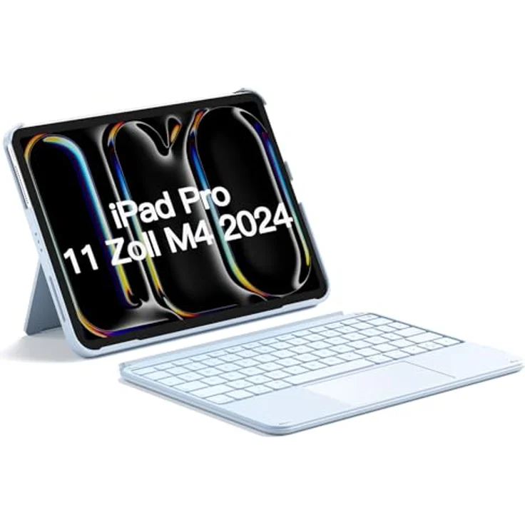Inateck Hülle mit Tastatur für iPad Pro 11 2024, ACE Touch Ultraleichte Tastatur Abnehmbar, mit Touchpad, Hoch-/Querformat Ständer, QWERTZ, KB04122, Magnetisches abnehmbares Design, Ultraleicht & schlank – Bild 1