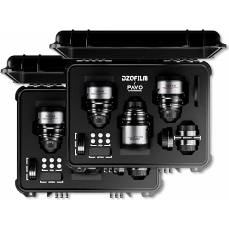DZOFILM Pavo 2X Anamorphot 6-Objektiv-Set, S35 PL/EF-Mount, Brennweiten 28/32/40/55/75/100mm T2.1/T2.4 – Bild 1