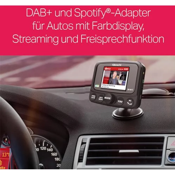 Albrecht DR56 C Digitalradio-Tuner mit Farbdisplay, 27156, zum Aufrüsten für Autoradios, FM-Transmitter für DAB+ Sender und Bluetooth-Verbindung vom Smartphone zum Radio – Bild 2