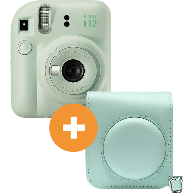 FUJIFILM INSTAX mini 12, Sofortbildkamera im Travel Set, Mint Green