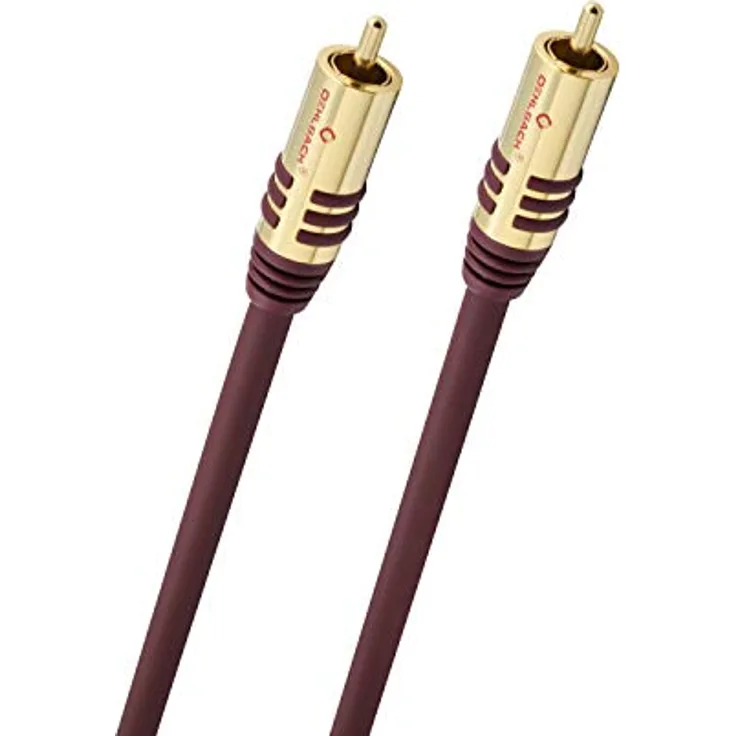 Oehlbach NF Sub, Cinch Subwoofer-Kabel - Audiokabel - rund - OFC - 3m - Bordeaux