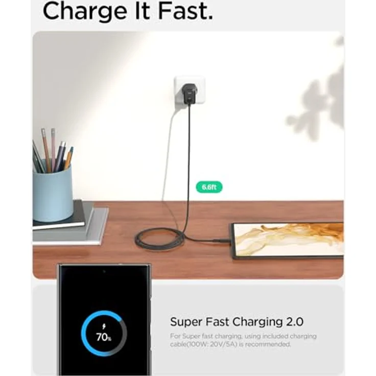 Spigen ArcStation Pro GaN-651, 65W USB-C Ladegerät mit schnellem und sicherem Laden, Schwarz – Bild 3