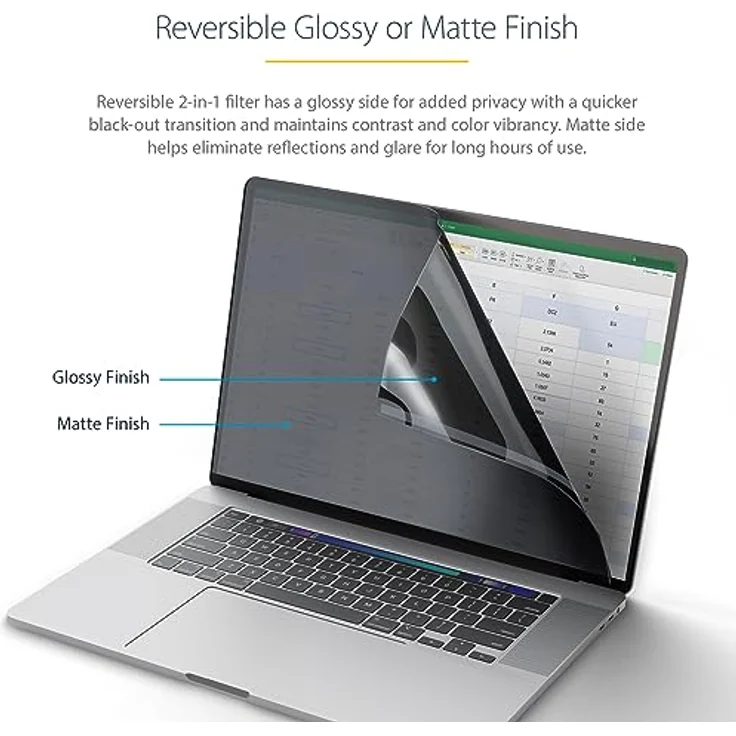 StarTech.com 14" MacBook Pro 21/23 Laptop Sichtschutzfolie, Spionfolie/Blickschutzfolie mit 51% Blaulichtreduktion, Notebook Daten-/Displayschutzfolie mit +/-30 Grad Blickwinkel (14M21-PRIVACY-SCREEN) – Bild 3