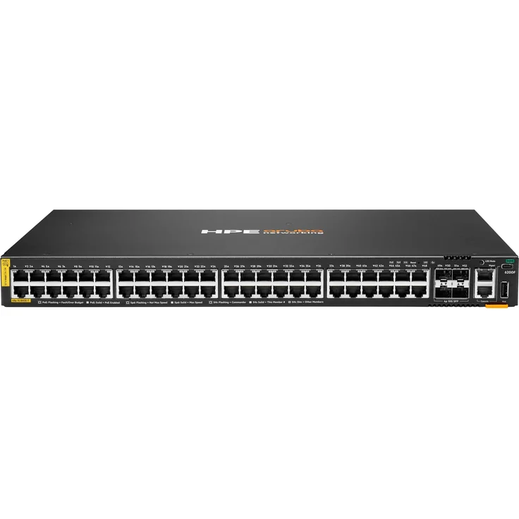 Aruba HPE Networking CX 6200F, 48G Class-4 PoE Netzwerk Switch mit 48 Ports und 4SFP+, 370W Leistung