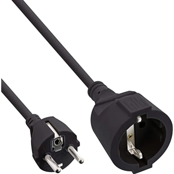 InLine® Strom-Verlängerung Schutzkontakt Stecker/Buchse, schwarz, 20m