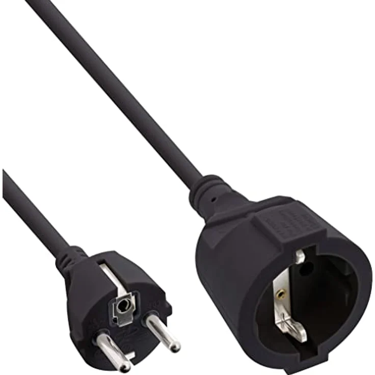 InLine® Strom-Verlängerung Schutzkontakt Stecker/Buchse, schwarz, 20m – Bild 1