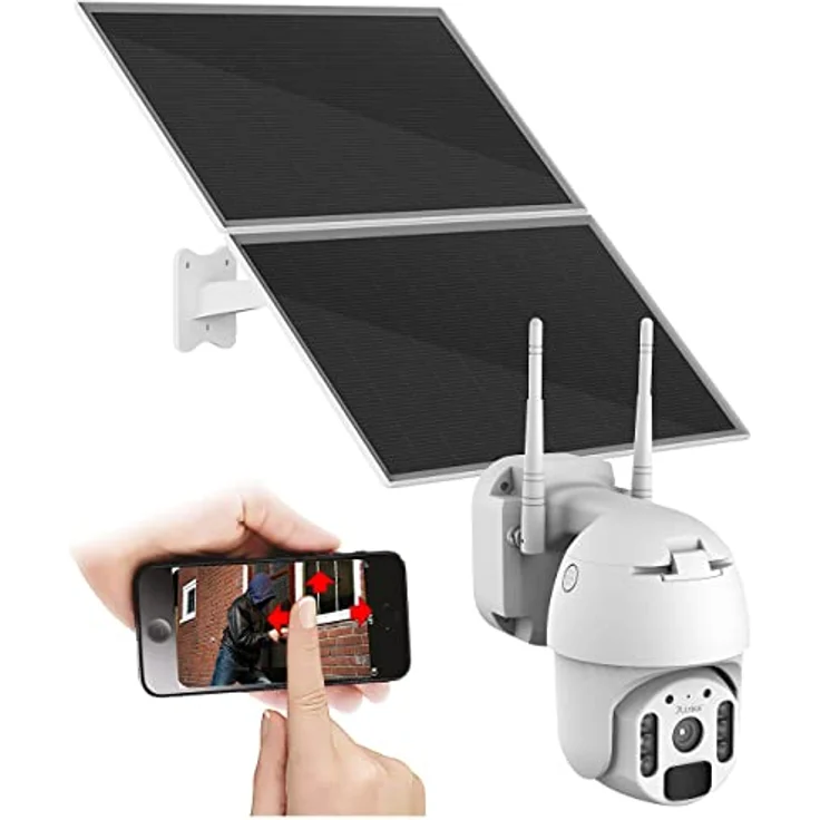 7links Video Überwachungskamera: Pan-Tilt-Überwachungskamera, 2K-Auflösung, WLAN, Akku, 25 W Solarpanel (Heimschutz-Überwachungskamera, Solar-Überwachungskamera 360°, Funk Bewegungsmelder) – Bild 1
