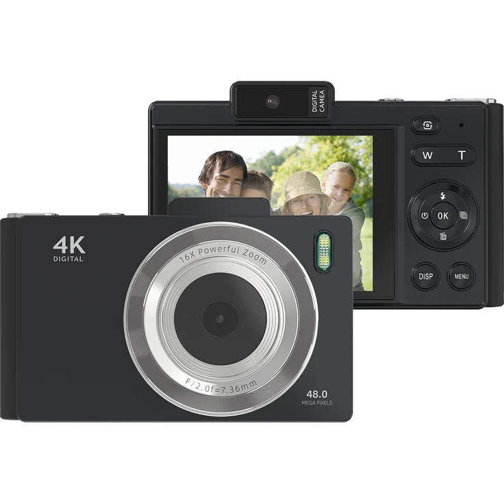 Lixada 4K-Digitalkamera, tragbare CCD-Videokamera mit 48 MP, 16-fachem Zoom, 2,8 Zoll IPS-Bildschirm, Anti-Shake, Autofokus und integriertem Blitz