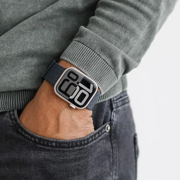 Vonmählen Fitness Loop 2, Uhrenarmband aus atmungsaktivem Nylon für Apple Watch, stufenlos verstellbar, Blau, 44-49 mm – Bild 3