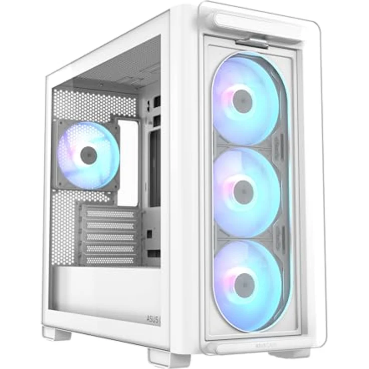 ASUS A23 Plus TG ARGB White microATX PC Gehäuse (Mesh Frontpanel, 360-mm-Radiatoren, 380-mm-Grafikkarten) – Bild 2
