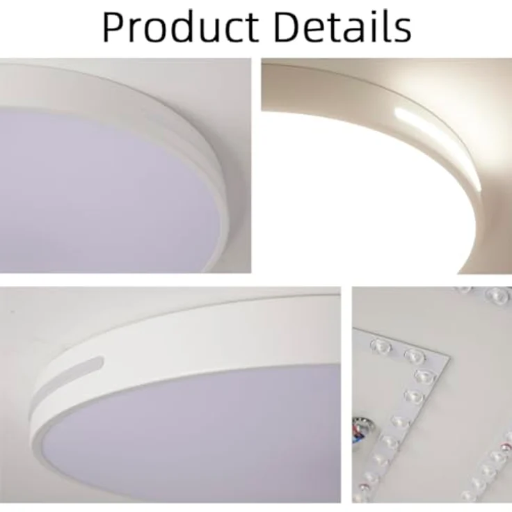 Natsen 96W Deckenleuchte LED Deckenlampe, dimmbar mit Fernbedienung, Runde Leuchte für Küche Diele Wohnzimmer Schlafzimmer Büro, Weiß (50 * 50 * 5cm) – Bild 3