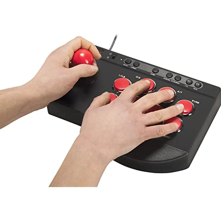 Subsonic Arcade-Joystick, Gaming Controller mit 8 Aktionsknöpfen und 3 m Kabel, Schwarz, Rot – Bild 3