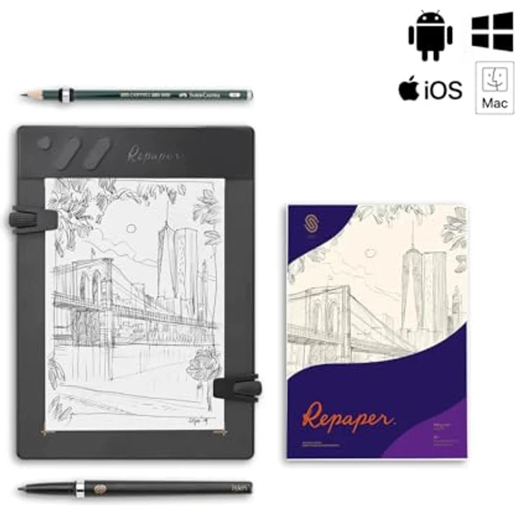 iskn Repaper Faber-Castell Edition Grafiktablett mit 8192 Druckstufen und 2B Castell 9000 Bleistift, A5 Format – Bild 3