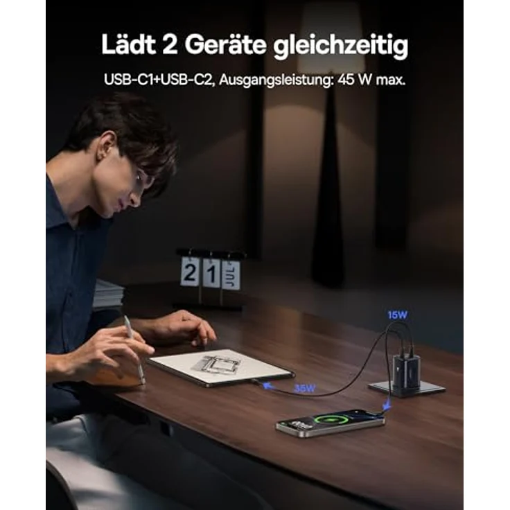 Baseus PicoGo II 45W USB C Ladegerät, 2-Port PD 3.0 PPS Schnellladegerät für iPhone 17/17 Pro Max/16-12, Galaxy S25 Ultra, iPad Pro/Air, mit kompakter Bauweise und sicherem Laden – Bild 5
