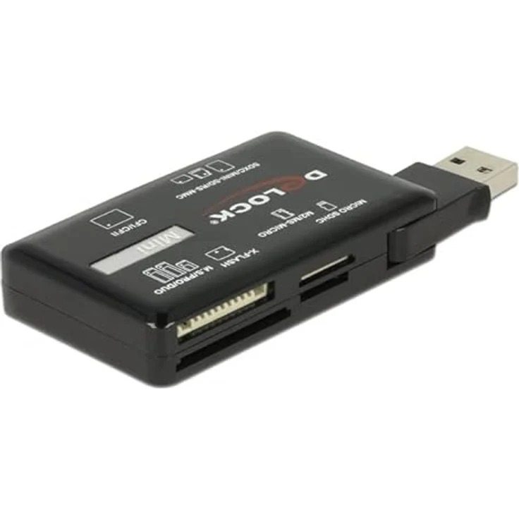 Delock Card Reader Extern 91758, USB-C 3.2 Gen 1 Speicherkartenlesegerät mit sechs Speicherkartenslots, Schwarz – Bild 2