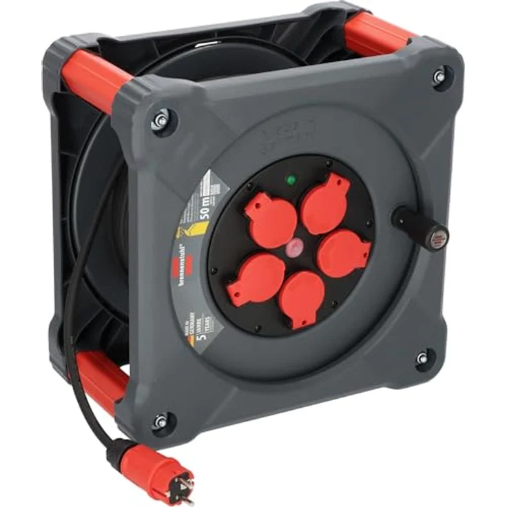 Brennenstuhl Professional Baustellen-Kabeltrommel KA 5100 5 IP44 (50m H07RN-F 3G1,5 Kabel in schwarz, 5 Schutzkontakt-Steckdosen, Made in Germany) – Bild 1