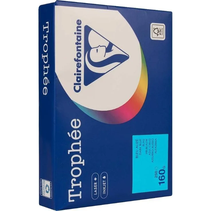 CLAIREFONTAINE Kopierpapier Trophee 160, Farbiges Druckerpapier mit exzellenter Opazität, für Geschäftskorrespondenzen und Präsentationen geeignet, 250 Blatt, verschiedene Farben
