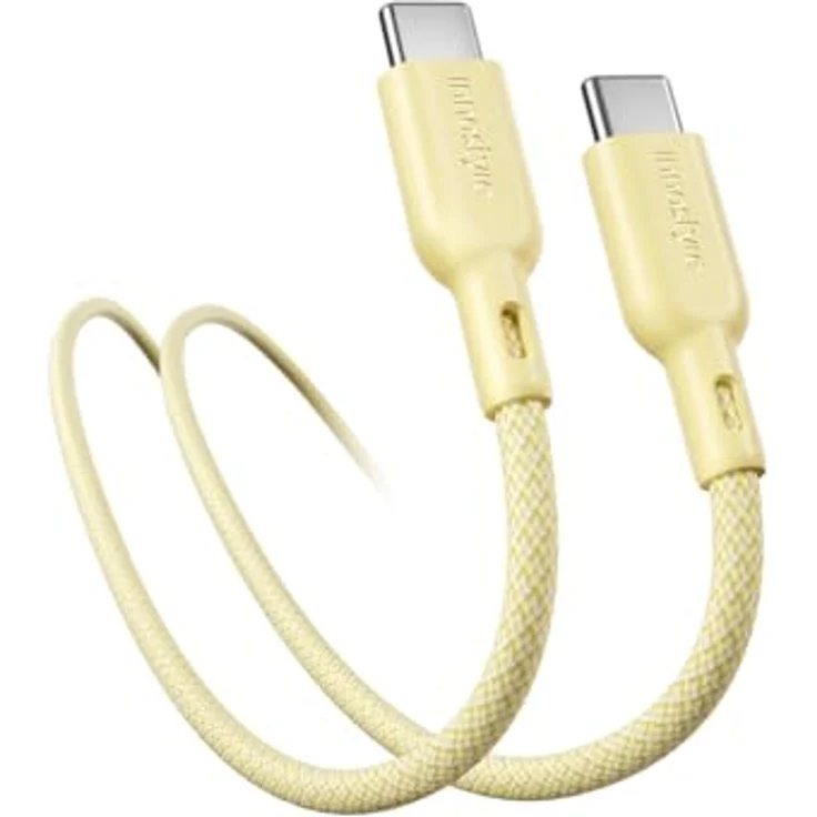 InnoStyle USB-C Schnellladekabel 60W 2m Gelb, geeignet für iPhone & Samsung, Hochgeschwindigkeits-Datenübertragung – Bild 1