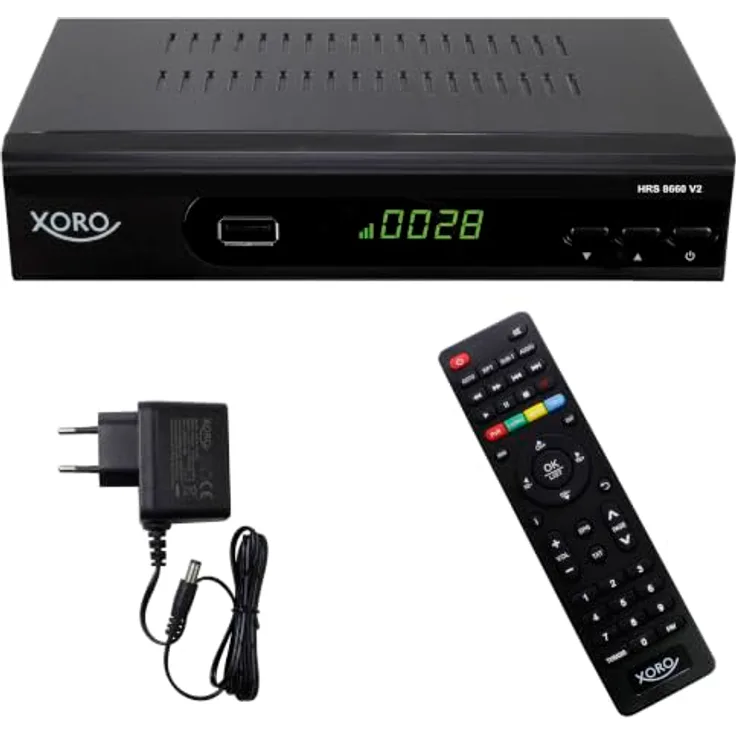 Xoro HRS 8660 V2 DVB-S/S2 SAT-Receiver mit PVR, Unicable, USB-Mediaplayer, 12 V, Timeshift und 8 Aufnahme-Timer für ASTRA 19,2°