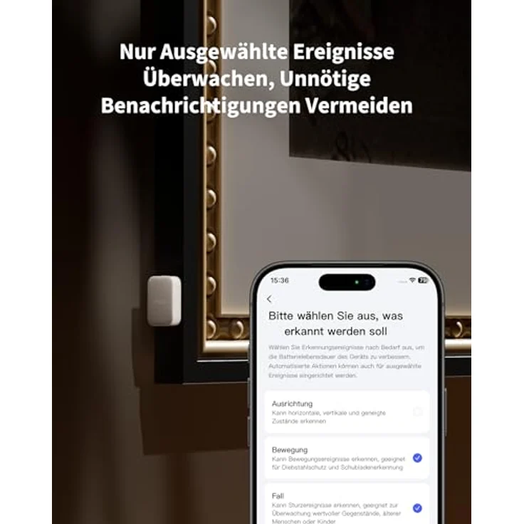 Aqara P100 Multisensor Weiß, Tür-/Fenster-Vibrationssensor mit Thread & Zigbee, 2-in-1 Sensor für object-Überwachung und präzise Zustandsüberprüfung – Bild 4