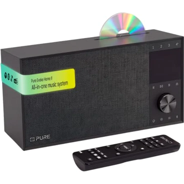 Pure Evoke Home II, All-in-One Musiksystem mit CD, DAB+/UKW, Bluetooth, 80W Stereo-Lautsprecher, Schwarz – Bild 1