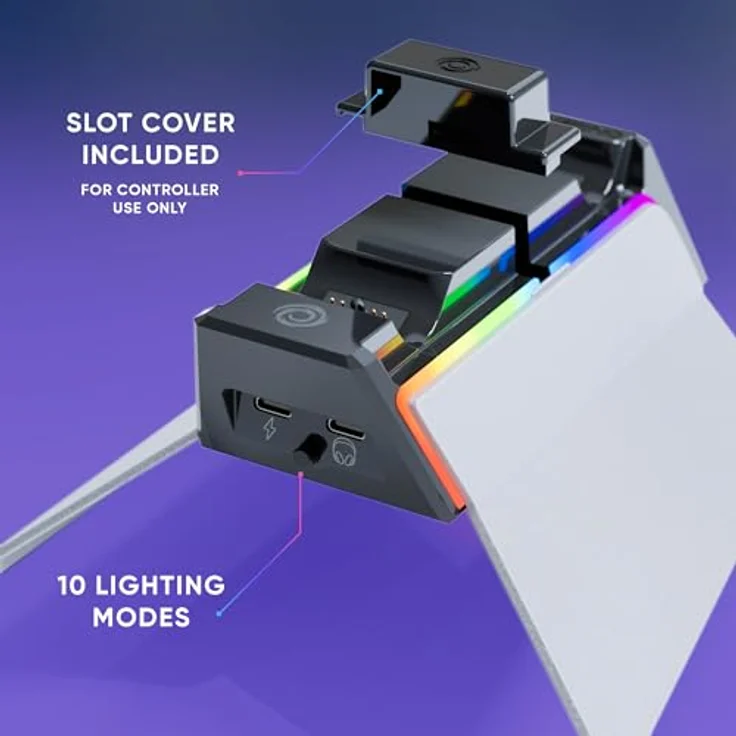 Oniverse X3 Ladegerät für PS5-Controller, Schnellladestation mit abnehmbarer Kopfhörerhalterung, kompatibel mit DualSense, 2 Stunden Ladezeit, LED-Indikatoren – Bild 4