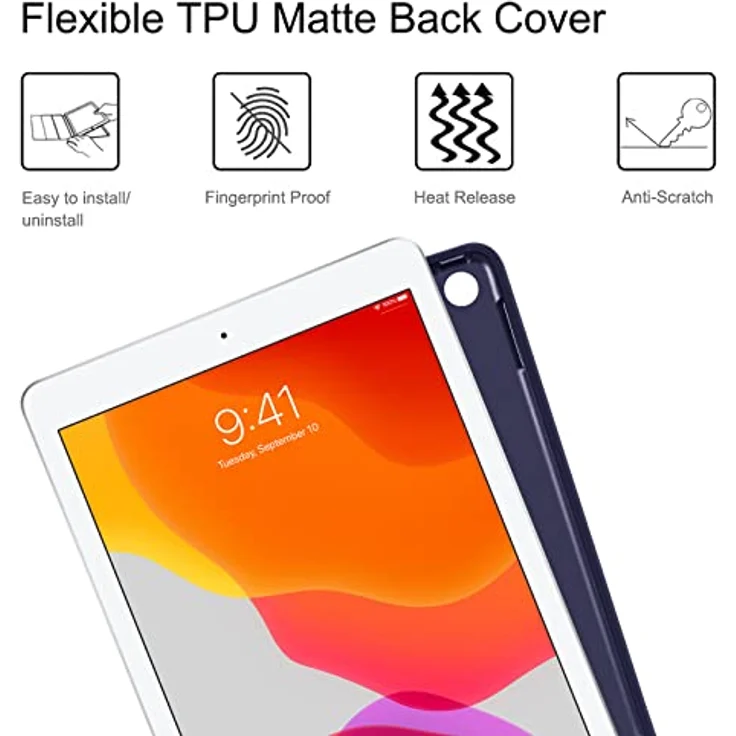 Fintie Tastatur Hülle für iPad 10.2 Zoll (9/8/7 Generation - 2021/2020/2019), Schutzhülle mit TPU Rückschale, abnehmbarer Bluetooth Tastatur mit QWERTZ Layout und Pencil Halter, Hibiskus – Bild 6