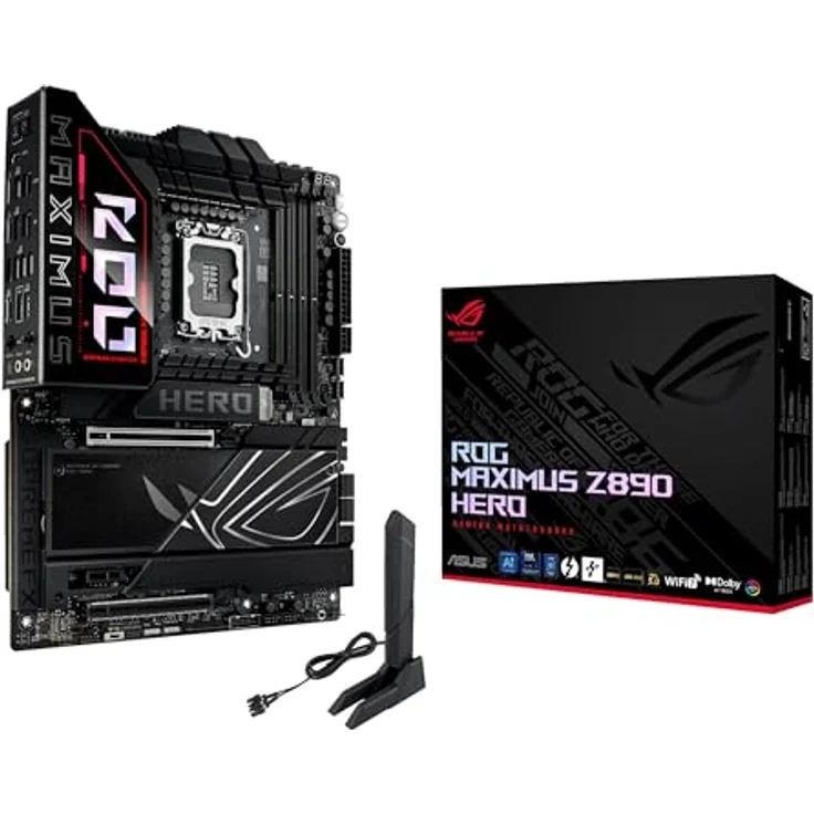 ASUS ROG Maximus Z890 Hero Gaming Mainboard Sockel Intel LGA 1851 (ATX, DDR5, NitroPath DRAM, WiFi 7, PCIe 5.0 M.2, Thunderbolt 4, DIMM Flex) - Fortschrittliches AI Mainboard – Bild 1