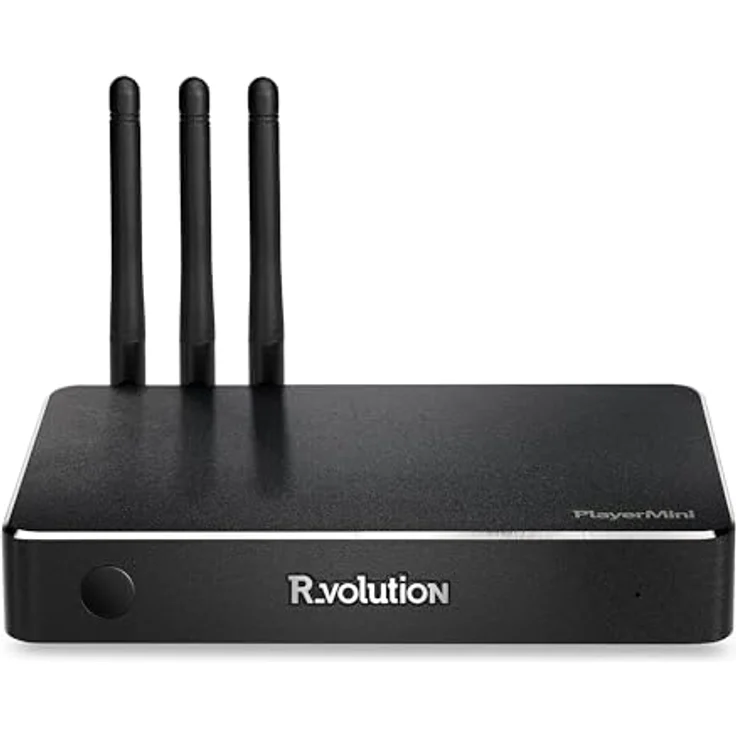 R_volution Player Mini, Streaming-Clients mit Video Codecs: HEVC, H.265, x265 (up to Main10 Level 6.1 High 60p in 4K UHD), AV1 (up to 4K UHD 60p), AVC, MPEG, MPEG-2, MPEG-4, VC-1, H.264/x.264 (up to 60p in Full HD and 24p/20 Mbps in 4K UHD), FLV, XVID, DIVX (3/4/5/6), RealVideo8/9/10, VP9 Profile 2 (up to 4K 60p and HDR) ; ultra high bitrate support up to 300 Mbps. – Bild 1