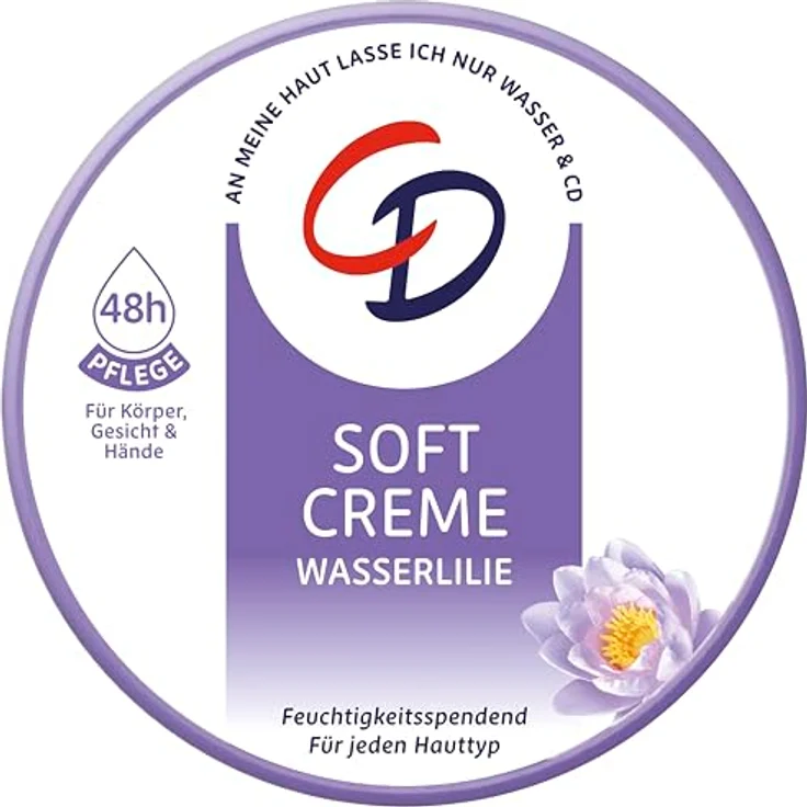 CD Soft Creme Wasserlilie 300 ml, 48h Feuchtigkeit für Körper, Gesicht und Hände, Mikroplastikfrei & vegan – Bild 1
