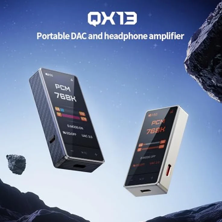 FiiO QX13, tragbarer USB-DAC Kopfhörerverstärker mit Bass Boost und 120 Lautstärkenstufen, Schwarz – Bild 2