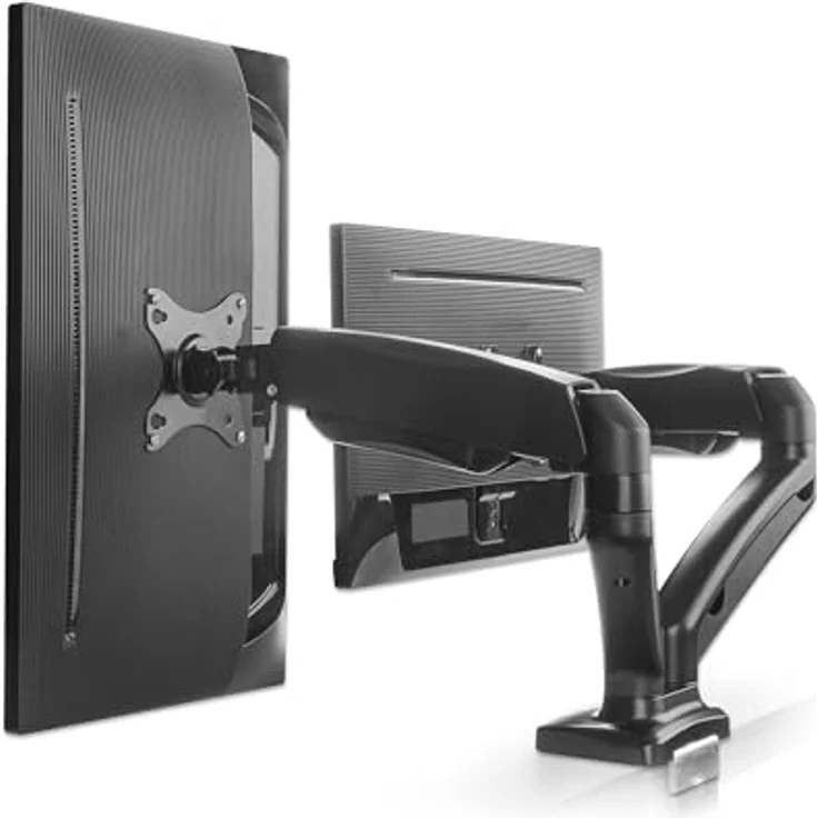 Manhattan 462501 Monitor-Tischhalterung, für 2 Monitore 17" bis 32", höhenverstellbar, schwarz – Bild 2