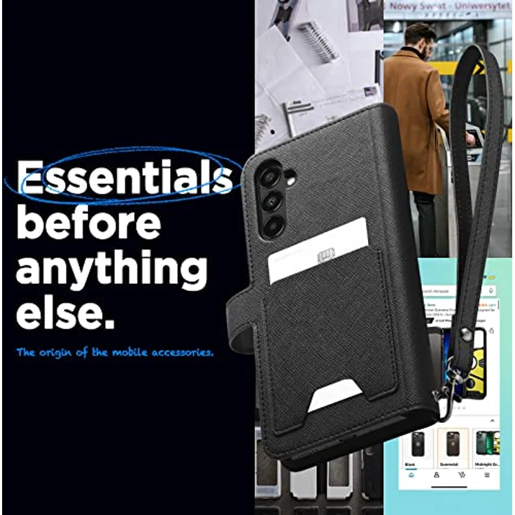 Spigen Wallet S Plus Hülle Kompatibel mit Samsung Galaxy A54 5G Leder Klapphülle Kartenfach für 9 Karten Stoßfest Schutzhülle - Schwarz – Bild 2