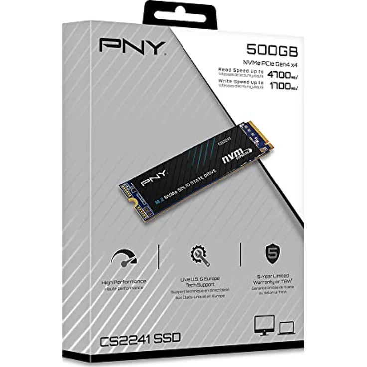 PNY CS2241, 500 GB NVMe Gen4 M.2 SSD (2280) für hohe Geschwindigkeit und Leistung – Bild 7