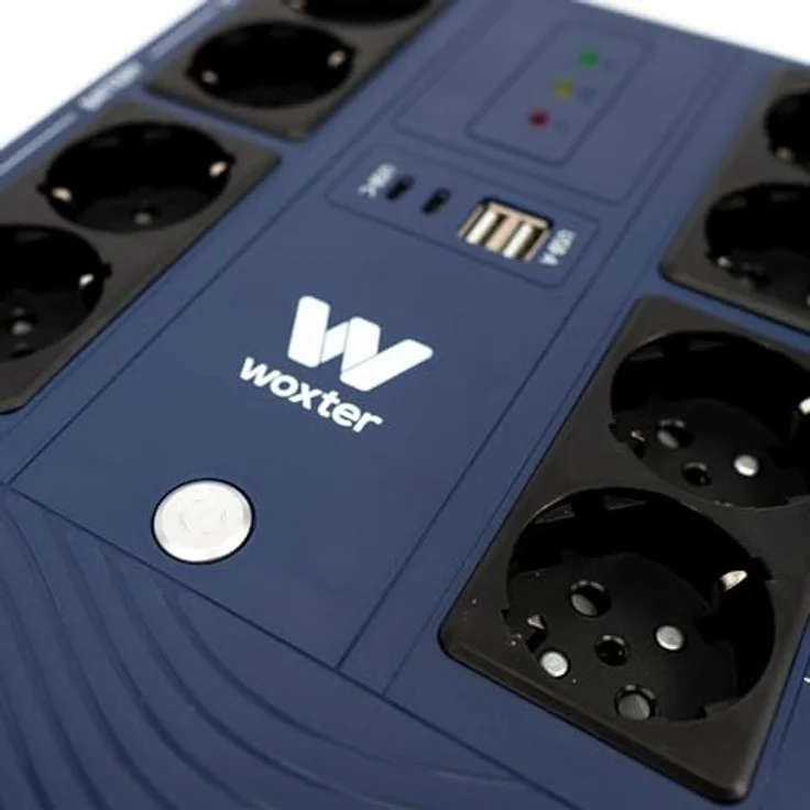 Woxter Base Multiuso UV, Line-Interaktive USV mit 720W Leistung, 8 Schuko-Steckdosen und 4 USB-Ladeanschlüssen, blau – Bild 8