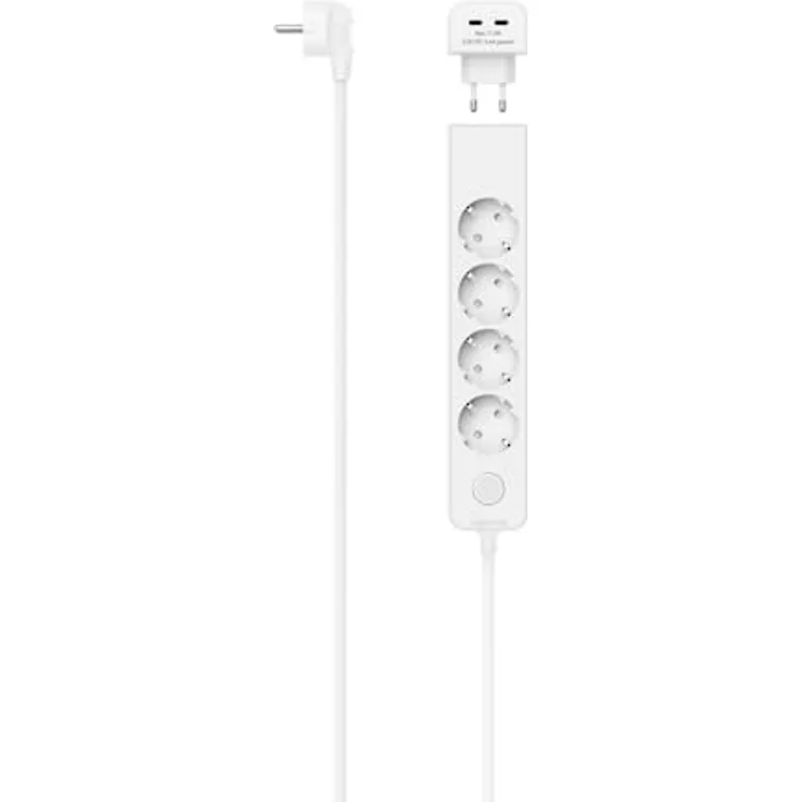 Steckdosenleiste, 5-Fach, m. USB-C-Adapter 2-Fach 17W, Schalter, 1,4m, Weiß