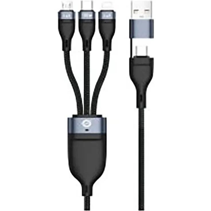 Conceptronic 3-in-1 USB-C Kabel, E-Mark 100W Schnellladung, 1.50m, Schwarz