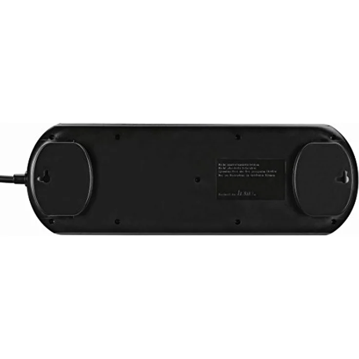 Hama Steckdosenleiste 10-fach (Überspannungsschutz, zwei Schalter zur Gruppenschaltung, Kindersicherung, Ösen zur Wandmontage, Kabelorganizer, 45° gedreht, max. 3500 W, 2 m Kabel) schwarz – Bild 3