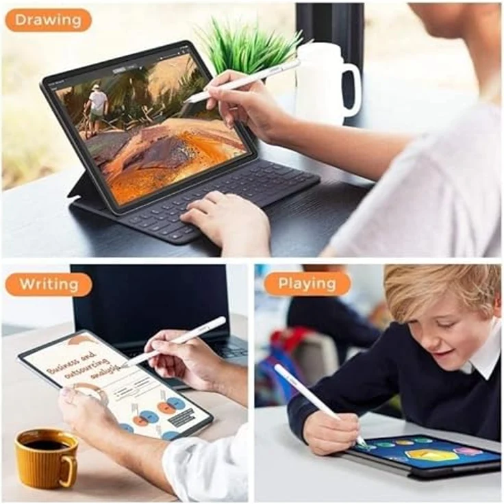 Stylus Stift für sämtliche Touchscreens,JOYROOM Universaler Eingabestift Pencil,der Stylus-Eingabestift 2-in-1 ist kompatibel für Apple iPad, iPhone und Samsung Tablets (Off-schwarz) – Bild 4