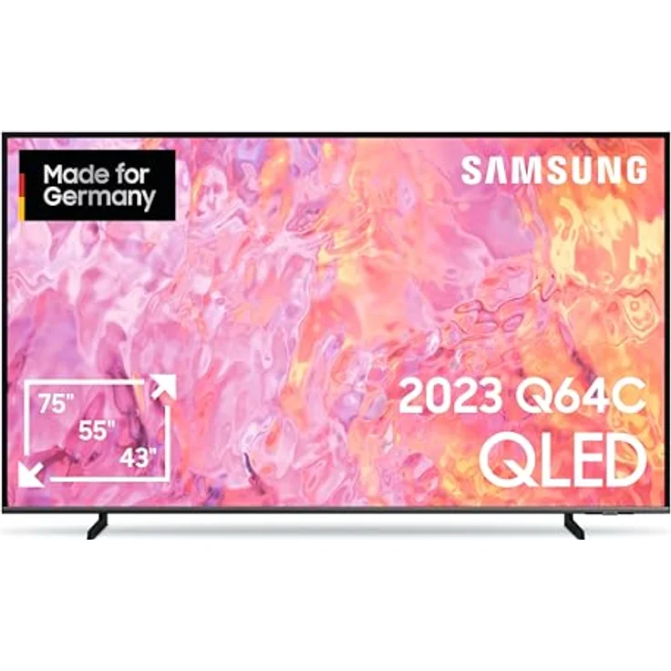 Samsung QLED 4K Q64C Fernseher 55 Zoll, UHD, TV mit Quantum-Dot-Technologie, Quantum HDR, AirSlim Design, Smart TV, GQ55Q64CAUXZG, Deutsches Modell [2023] – Bild 1