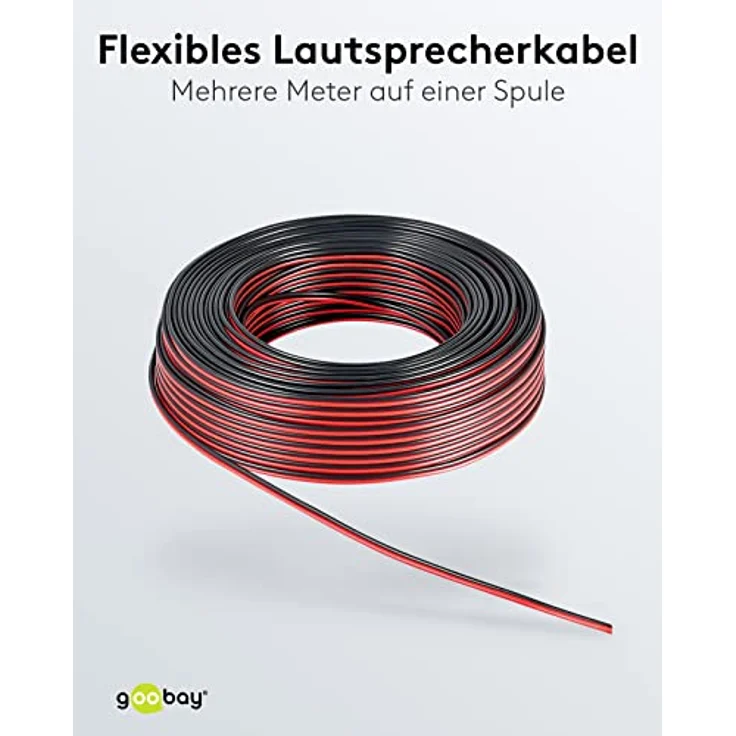 Goobay 15091 Lautsprecherkabel 2x0,5mm² Kupfer Litze / Boxenkabel Audio Kabel Meterware / Speaker Cable Kupferkabel Rot Schwarz / Subwoofer Kabel 50m – Bild 4